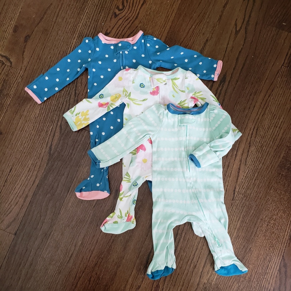 Set of 3 - Cloud Island Baby Girl Sleeper Pajamas